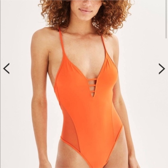 Topshop Other - NWT topshop strap mesh one piece orange swimsuit